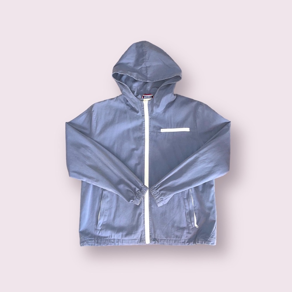 Brandy Melville John Galt Krissy Hooded Full Zip Light Blue Jacket Windbreaker